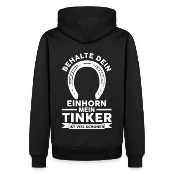 Pferd Reitsport Reiten Pferdesport Tinker - Männer Premium Bio Hoodie - Schwarz - Hinten - Nico (187cm)