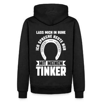 Pferd Reitsport Reiten Pferdesport Tinker - Männer Premium Bio Hoodie - Schwarz - Hinten - Nico (187cm)