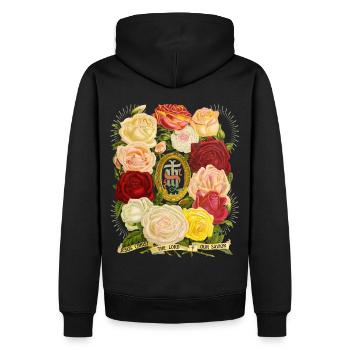 IHS Jesus Jesus Christus vintage-Rosenmotiv Spruch - Männer Premium Bio Hoodie - Schwarz - Hinten - Nico (187cm)