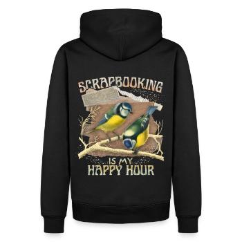 Illustration vintage Meise, album de coupures - Sweat à capuche Premium bio Homme - noir - Dos - Nico (187cm)