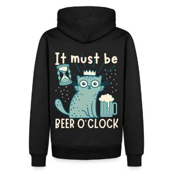 Le chat boit de la bière, drôle de dicton avec une chope de bière - Sweat à capuche Premium bio Homme - noir - Dos - Nico (187cm)