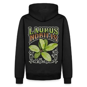 Bay leaf, bay leaf, Laurus-Nobilis - Men’s Premium Organic Hoodie - black - Back - Nico (187cm)