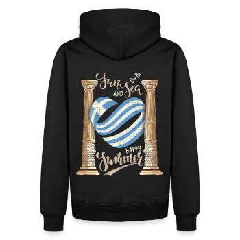 Sonne und Meer Griechenland Urlaub antike Ruinen - Männer Premium Bio Hoodie - Schwarz - Hinten - Nico (187cm)