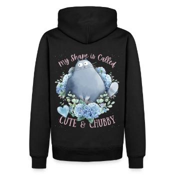 Dicke Katze lustiger Spruch, Cute-Chubby-Cat - Männer Premium Bio Hoodie - Schwarz - Hinten - Nico (187cm)