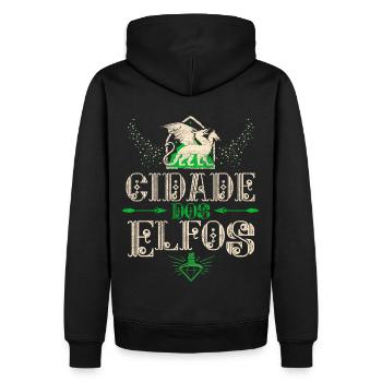 Boho-Cottagecore, Stadt-der-Elfen - Männer Premium Bio Hoodie - Schwarz - Hinten - Nico (187cm)