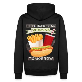 Malbouffe, restauration rapide, hot-dog drôle de dicton - Sweat à capuche Premium bio Homme - noir - Dos - Nico (187cm)