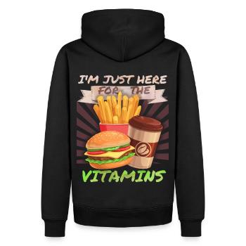 Junk-Food, Fast Food, Hamburger lustiger Spruch - Männer Premium Bio Hoodie - Schwarz - Hinten - Nico (187cm)