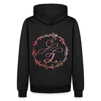 Monogramm, Buchstabe Z, Kalligrafie Ornament - Männer Premium Bio Hoodie - Schwarz - Hinten - Nico (187cm)
