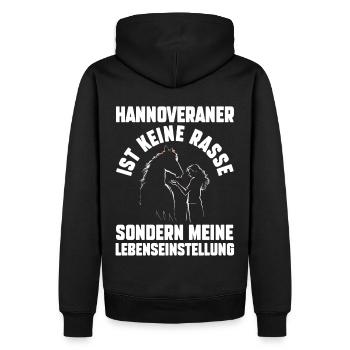 Pferd Reitsport Reiten Pferdesport Hannoveraner - Männer Premium Bio Hoodie - Schwarz - Hinten - Nico (187cm)