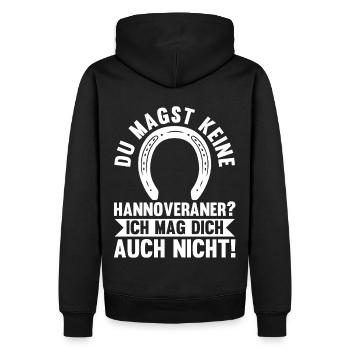 Pferd Reitsport Reiten Pferdesport Hannoveraner - Männer Premium Bio Hoodie - Schwarz - Hinten - Nico (187cm)