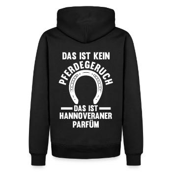 Pferd Reitsport Reiten Pferdesport Hannoveraner - Männer Premium Bio Hoodie - Schwarz - Hinten - Nico (187cm)