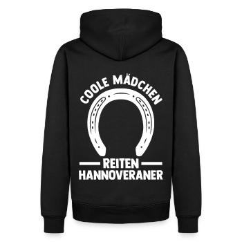 Pferd Reitsport Reiten Pferdesport Hannoveraner - Männer Premium Bio Hoodie - Schwarz - Hinten - Nico (187cm)