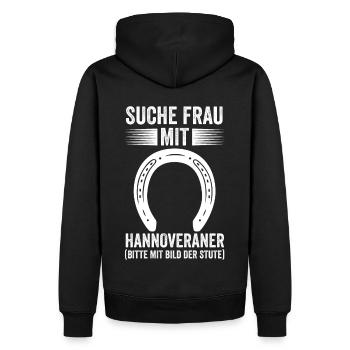 Pferd Reitsport Reiten Pferdesport Hannoveraner - Männer Premium Bio Hoodie - Schwarz - Hinten - Nico (187cm)