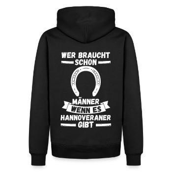 Pferd Reitsport Reiten Pferdesport Hannoveraner - Männer Premium Bio Hoodie - Schwarz - Hinten - Nico (187cm)