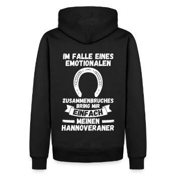 Pferd Reitsport Reiten Pferdesport Hannoveraner - Männer Premium Bio Hoodie - Schwarz - Hinten - Nico (187cm)
