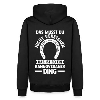 Pferd Reitsport Reiten Pferdesport Hannoveraner - Männer Premium Bio Hoodie - Schwarz - Hinten - Nico (187cm)