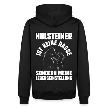 Pferd Reitsport Reiten Pferdesport Holsteiner - Männer Premium Bio Hoodie - Schwarz - Hinten - Nico (187cm)