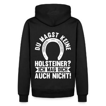 Pferd Reitsport Reiten Pferdesport Holsteiner - Männer Premium Bio Hoodie - Schwarz - Hinten - Nico (187cm)