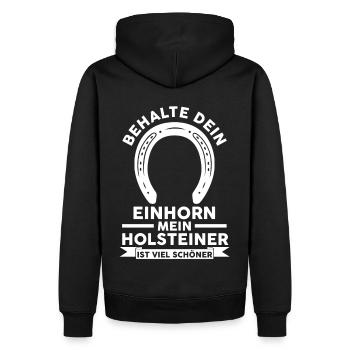 Pferd Reitsport Reiten Pferdesport Holsteiner - Männer Premium Bio Hoodie - Schwarz - Hinten - Nico (187cm)