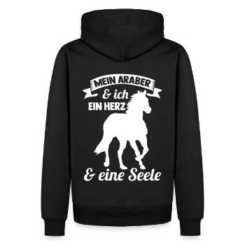 Pferd Reitsport Reiten Pferdesport Araber - Männer Premium Bio Hoodie - Schwarz - Hinten - Nico (187cm)