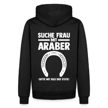 Pferd Reitsport Reiten Pferdesport Araber - Männer Premium Bio Hoodie - Schwarz - Hinten - Nico (187cm)