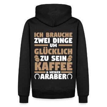 Pferd Reitsport Reiten Pferdesport Kaffee Araber - Männer Premium Bio Hoodie - Schwarz - Hinten - Nico (187cm)