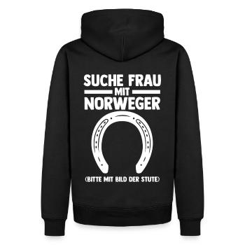 Pferd Reitsport Reiten Pferdesport Norweger - Männer Premium Bio Hoodie - Schwarz - Hinten - Nico (187cm)