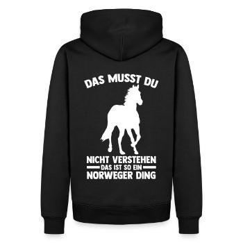 Pferd Reitsport Reiten Pferdesport Norweger - Männer Premium Bio Hoodie - Schwarz - Hinten - Nico (187cm)