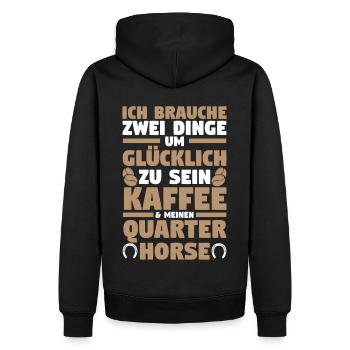 Pferd Reitsport Reiten Pferdesport Kaffee Quarter - Männer Premium Bio Hoodie - Schwarz - Hinten - Nico (187cm)