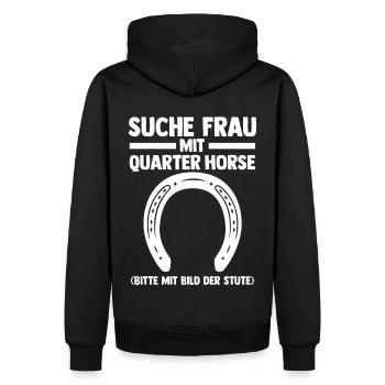 Pferd Reitsport Reiten Pferdesport Quarter Horse - Männer Premium Bio Hoodie - Schwarz - Hinten - Nico (187cm)