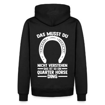 Pferd Reitsport Reiten Pferdesport Quarter Horse - Männer Premium Bio Hoodie - Schwarz - Hinten - Nico (187cm)