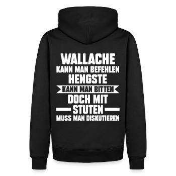 Reiten Reiter Pferd Pferde - Männer Premium Bio Hoodie - Schwarz - Hinten - Nico (187cm)