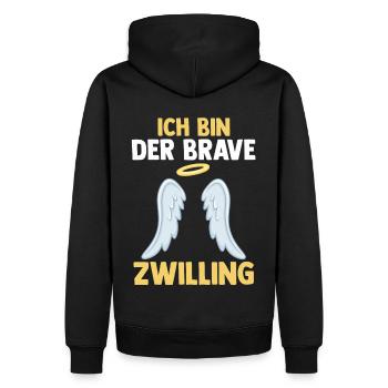 Zwillingsgeschwister Braver Zwilling Zwillinge - Männer Premium Bio Hoodie - Schwarz - Hinten - Nico (187cm)