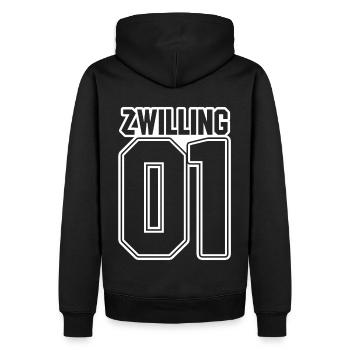 Zwillingsgeschwister Zwilling Zwillinge - Männer Premium Bio Hoodie - Schwarz - Hinten - Nico (187cm)