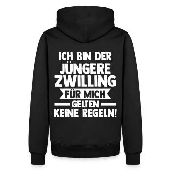 Zwillingsgeschwister Jüngere Zwilling Zwillinge - Männer Premium Bio Hoodie - Schwarz - Hinten - Nico (187cm)