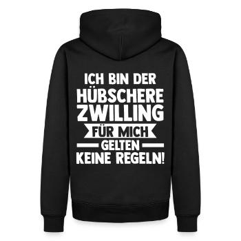 Zwillingsgeschwister Hübscher Zwilling Zwillinge - Männer Premium Bio Hoodie - Schwarz - Hinten - Nico (187cm)