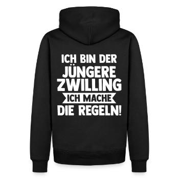 Zwillingsgeschwister Jüngere Zwilling Zwillinge - Männer Premium Bio Hoodie - Schwarz - Hinten - Nico (187cm)