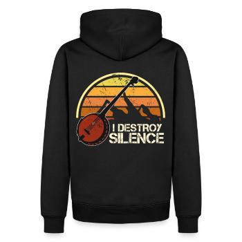 I Destroy Silence Retro Funny Banjo Humour Bluegrass - Sweat à capuche Premium bio Homme - noir - Dos - Nico (187cm)