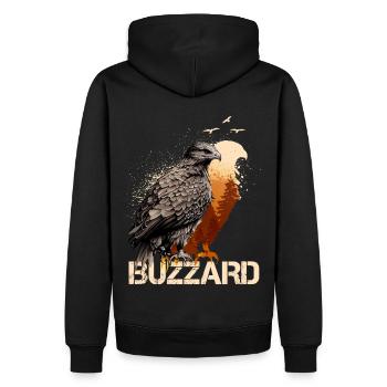 Buzzard Scavenger Vulture Bird Vintage Forest - Männer Premium Bio Hoodie - Schwarz - Hinten - Nico (187cm)