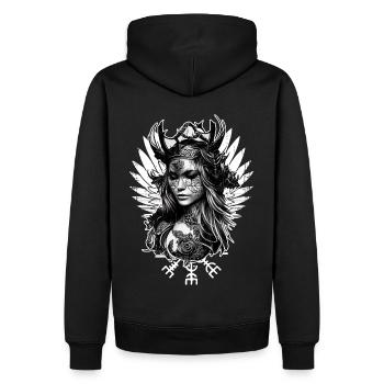 Viking Goddess Freya Nordic Norse Mythology - Men’s Premium Organic Hoodie - black - Back - Nico (187cm)