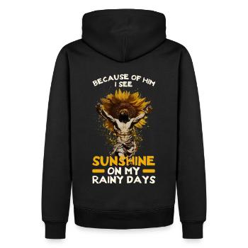 Sunshine On My Rainy Days Positive Christian Bible - Männer Premium Bio Hoodie - Schwarz - Hinten - Nico (187cm)