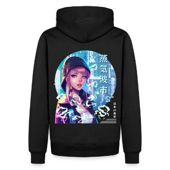 Japanese Vaporwave Girl Futuristic Cyber Aesthetic - Men’s Premium Organic Hoodie - black - Back - Nico (187cm)