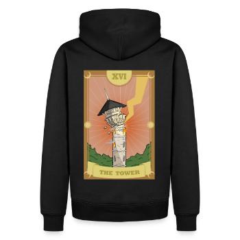 Carte de Tarot Anime La Tour Sorcière Gothique Occulte - Sweat à capuche Premium bio Homme - noir - Dos - Nico (187cm)