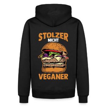 Anti Vegan - Männer Premium Bio Hoodie - Schwarz - Hinten - Nico (187cm)