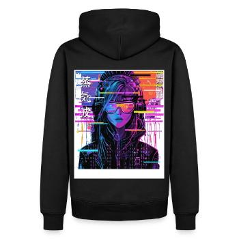 Vaporwave Glitch Girl Japanese Cyberpop Aesthetic - Men’s Premium Organic Hoodie - black - Back - Nico (187cm)