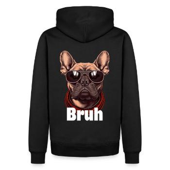 Bruh French Bulldog Funny Frenchie Dog Lover - Men’s Premium Organic Hoodie - black - Back - Nico (187cm)