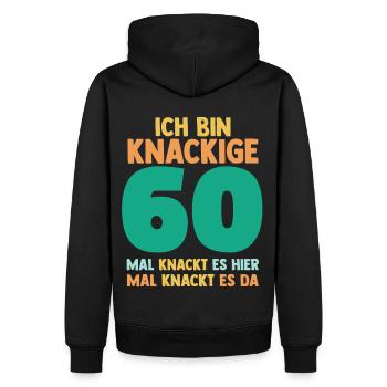 Sechszig 60 Jahre Sechszehnter Geburtstag - Männer Premium Bio Hoodie - Schwarz - Hinten - Nico (187cm)