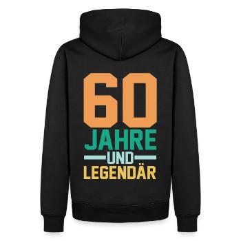 Sechszig 60 Jahre Sechszehnter Geburtstag - Männer Premium Bio Hoodie - Schwarz - Hinten - Nico (187cm)