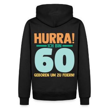 Sechszig 60 Jahre Sechszehnter Geburtstag - Männer Premium Bio Hoodie - Schwarz - Hinten - Nico (187cm)