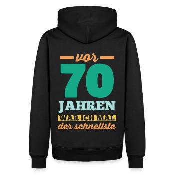 Siebzig 70 Jahre Siebzigster Geburtstag - Männer Premium Bio Hoodie - Schwarz - Hinten - Nico (187cm)
